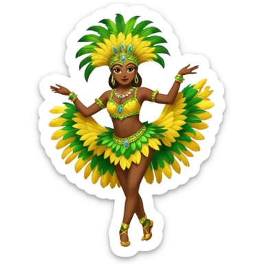 bailarina de samba de brasil cuerpo entero bailando quiero que lleve colores amarillos y verdes  sticker