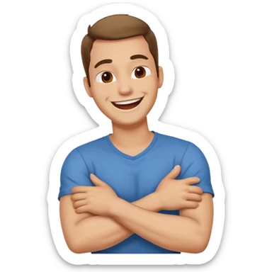 arms crossed holding neck laughing man sticker