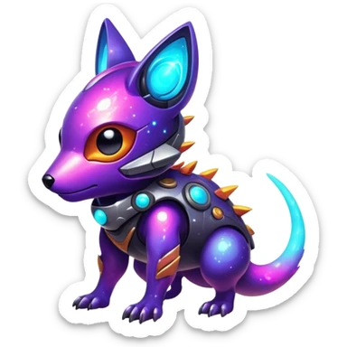 Epic Edgy Cute Colorful Nebula Modern Futuristic Vernid-Protogen-creature-animal, full body sticker