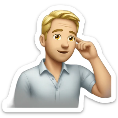 white man touch his ear sticker