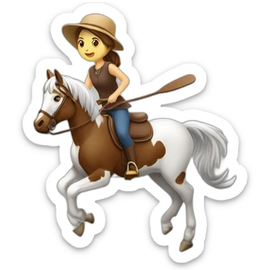 Fille saute avec un balai avec tête de cheval sticker