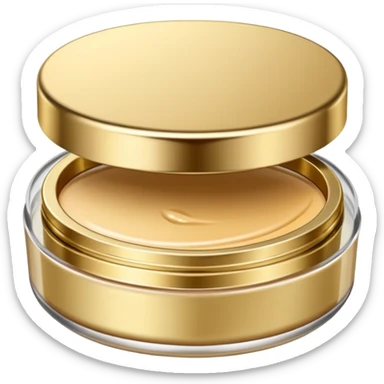 PVarios rodutos de beleza com tampa dos potes dourados e fundo transparente pra usar como figurinha sticker