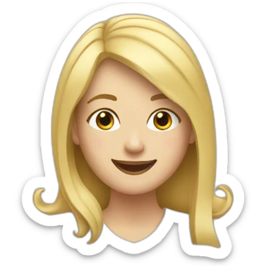 A smiling woman with blonde hair plays the piano sticker