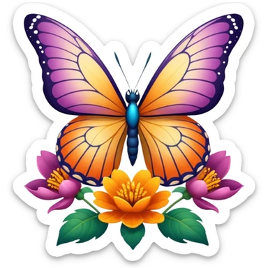 Mariposa en una flor sticker
