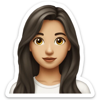 23 year old girl, beutiful, ¡¡ dark brown hair, brown almond eyes, long hair with curtain bangs sticker