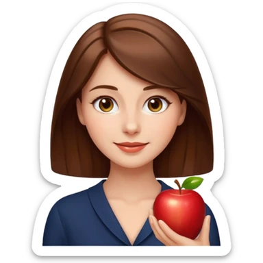 emoji of a beautiful woman with soft facial features, smooth skin, gentle smile, expressive eyes, and shiny hair. Clean lighting, warm tones, elegant and friendly expression, minimalist white background, polished Apple emoji aesthetic sticker