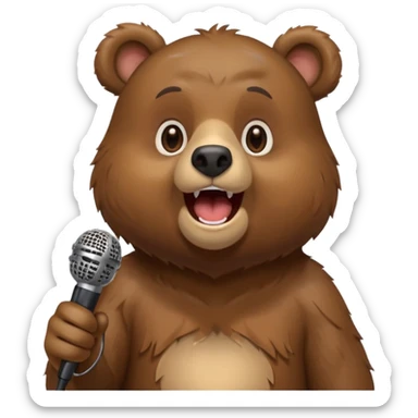 a bear singing into mic sticker
