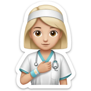 patient in a hospital gown with a medical wristband sticker