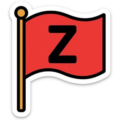 the letter Z on a waving red flag, simple and modern style sticker