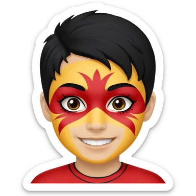 A black hair teen supporter with bold full-face paint, smiling with fierce team spirit. blonde hair sticker