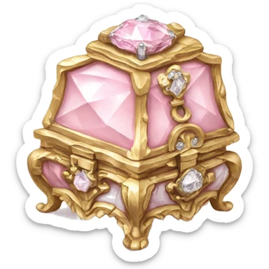 Pale pink Rococo Treasure box filled with diamonds sticker