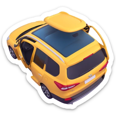 modern Hyundai INSTER car with sunroof opening, roof sliding back, sunlight coming in, 3D emoji style sticker