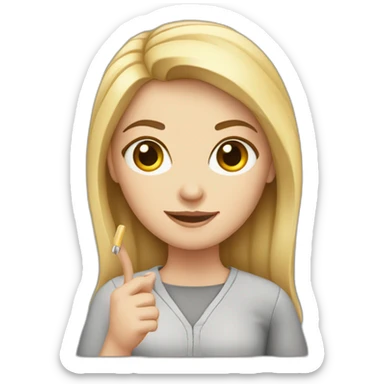 white girl with a pointer sticker