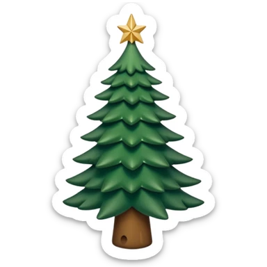 Un emoji représentant un petit sapin stylisé, sans bouche, avec deux grands yeux de biche brillants couleur cannelle. Style minimaliste, mignon et expressif, comme un sticker ou un emoji moderne. Fond parfaitement transparent, haute qualité, bien centré. sticker