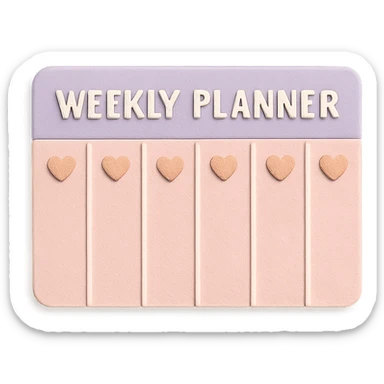 soft pastel kawaii weekly planner box with tiny heart icons sticker