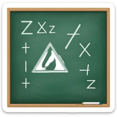 A flat-style illustration of a green chalkboard with a simple math equation like “x + y = z” written in white chalk, representing secondary school education. Clean, minimal, cartoon style, white background, iOS emoji aesthetic. sticker