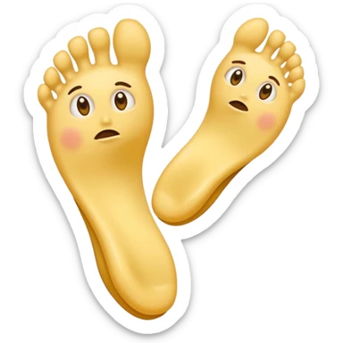 funny confused face yellow emoji with two feet behind it sticker