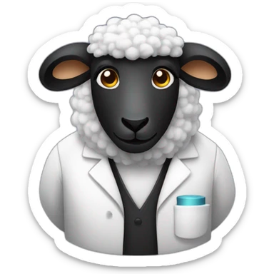 a black wooled sheep that is a scientist sticker