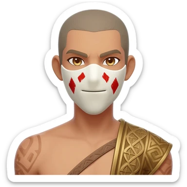 Hilichurl (from Genshin Impact) (half body) (with a white mask with red tribal markings on it)  sticker