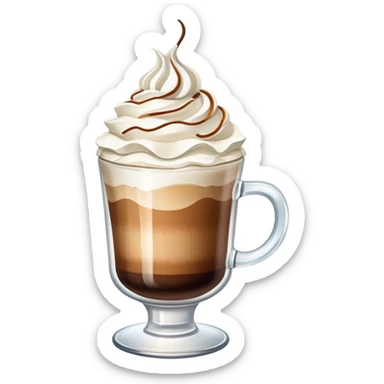 a glass of coffee with whipped cream sticker