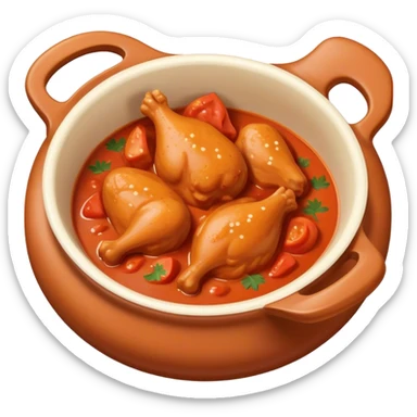Cinematic Realistic Butter Chicken Dish Emoji, depicted with tender chicken simmered in a creamy tomato‚Äêbased sauce rendered with rich textures and dynamic, appetizing lighting. sticker