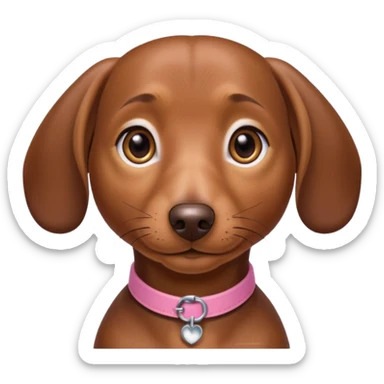 Make a brown short hair dachshund with hazel  eyes and a collar that says the name mocha with a pink band for the collar sticker