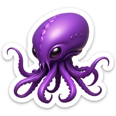 Clash of Clans aesthetic: Cinematic fierce Zerg Alien Emoji, rendered in a 3D vector-style similar to standard emojis with minimal shading and bold, simplified shapes. A compact, isometric, otherworldly creature with insectoid, organic details and subtle, eerie tentacles, softly glowing with a sinister alien charm. Simplified yet unmistakably iconic, highly detailed and consistent, glowing with a soft, spectral radiance and high shine. Stylized with a touch of bio-engineered mischief and a soft glowing outline, capturing the essence of a fearsome extraterrestrial menace with a playful twist! sticker