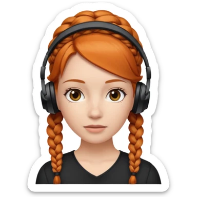 receptionist face braided gingerwith headpset sticker