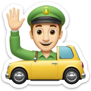 Luigi from Cars, smiling, waving sticker