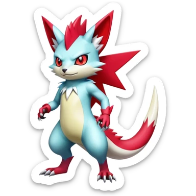 Cool Edgy Badass Shiny Colorful Digimon-Sneasel-Zangoose-hybrid full body sticker