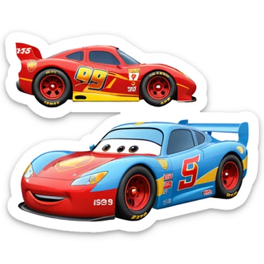 Lightning McQueen 95 blue race car side view cartoon style sticker