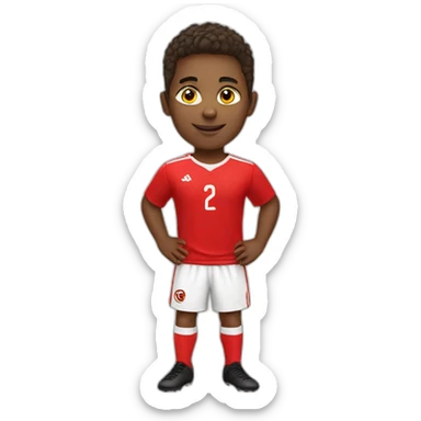 Young soccer player in red t-shirt sticker