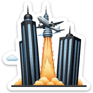 plane hitting two towers sticker