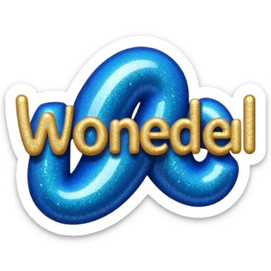 The word wonderful with glitter sticker
