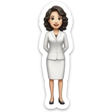 white woman dark hair presenting a keynote sticker