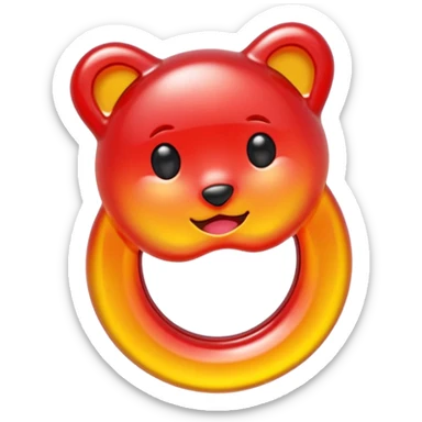 emoji de gomitas en forma de aro color rojo y amarillo sticker