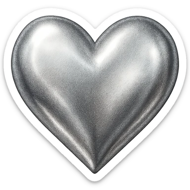 heart with a shimmering platinum finish sticker