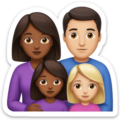 Familia de 4 personas : Hombre gordito pelo oscuro, Mujer pelo cafe, hija 1 pelo mono , hija 2 pelo oscuro. sticker