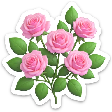 three elegant pink roses with green leaves, glossy finish, realistic textures, modern and clean look, soft lighting, circular background sticker