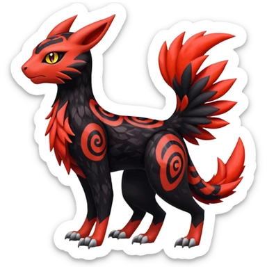 Colorful Meloetta-Litten-Guilmon-Darkrai-Pokémon-Fakémon-fusion-hybrid-creature sticker