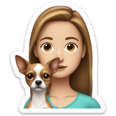 white girl with brown hair and freckles with a chihuahua sticker