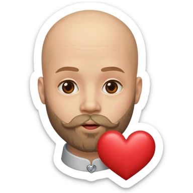 Un homme chauve barbu qui envoi un bisous cœur sticker