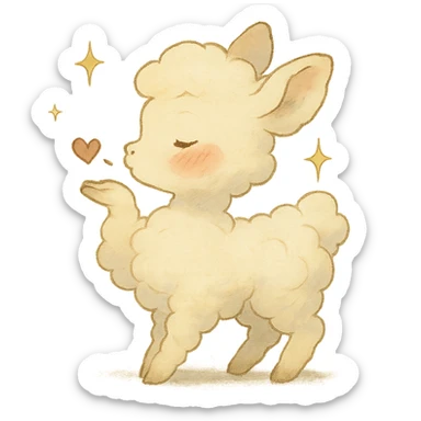 Ghibli-inspired vanilla cloud doe, blowing a kiss with sparkles and rosy cheeks, soft and dreamy sticker