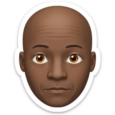 African american man bald head gray chin sticker