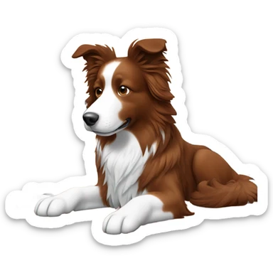 dog that looks like a reddish brown border collie with medium hair with headphones working from home office sticker