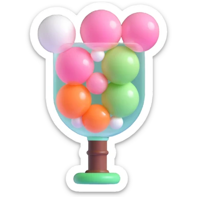 Aesthetic Bubble Tee with a pink-to-white and white-to-green match gradient, brown balls and a brown tube sticker