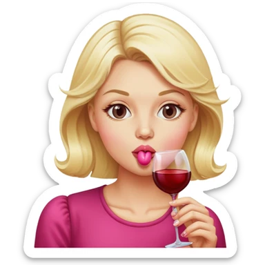Blonde blowing bubblegum wine sticker