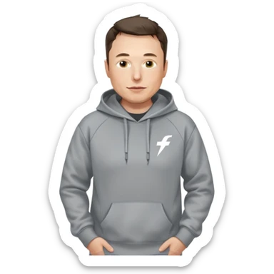 elon musk in gray hoodie full height sticker