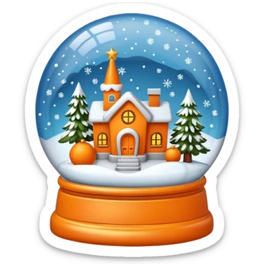 Orange Christmas village snow globe sticker