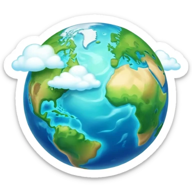 Cinematic Realistic Earth, depicted with vibrant blue oceans, clouds, and lush green continents rendered in exquisite detail, high shine, and a soft radiant glow that captures the dynamic, life-sustaining beauty of our home planet. sticker